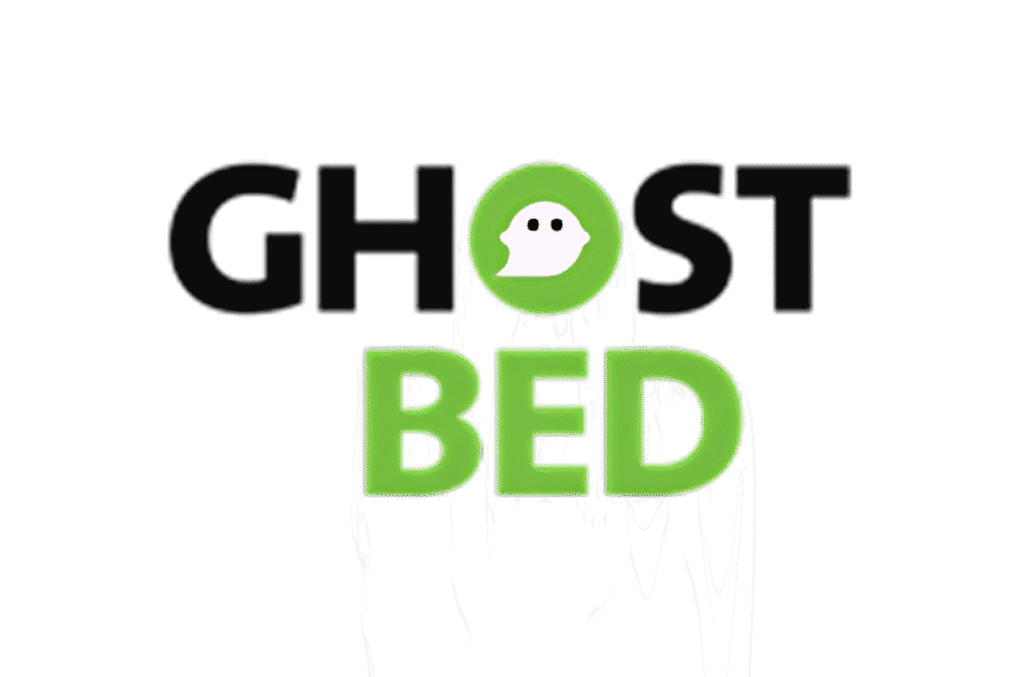 Ghost Bed logo featuring a ghost icon in a green circle, representing a brand popular for comfortable mattresses and sleep solutions.