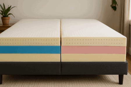 High-res foam mattresses display layered support and comfort for better sleep quality.